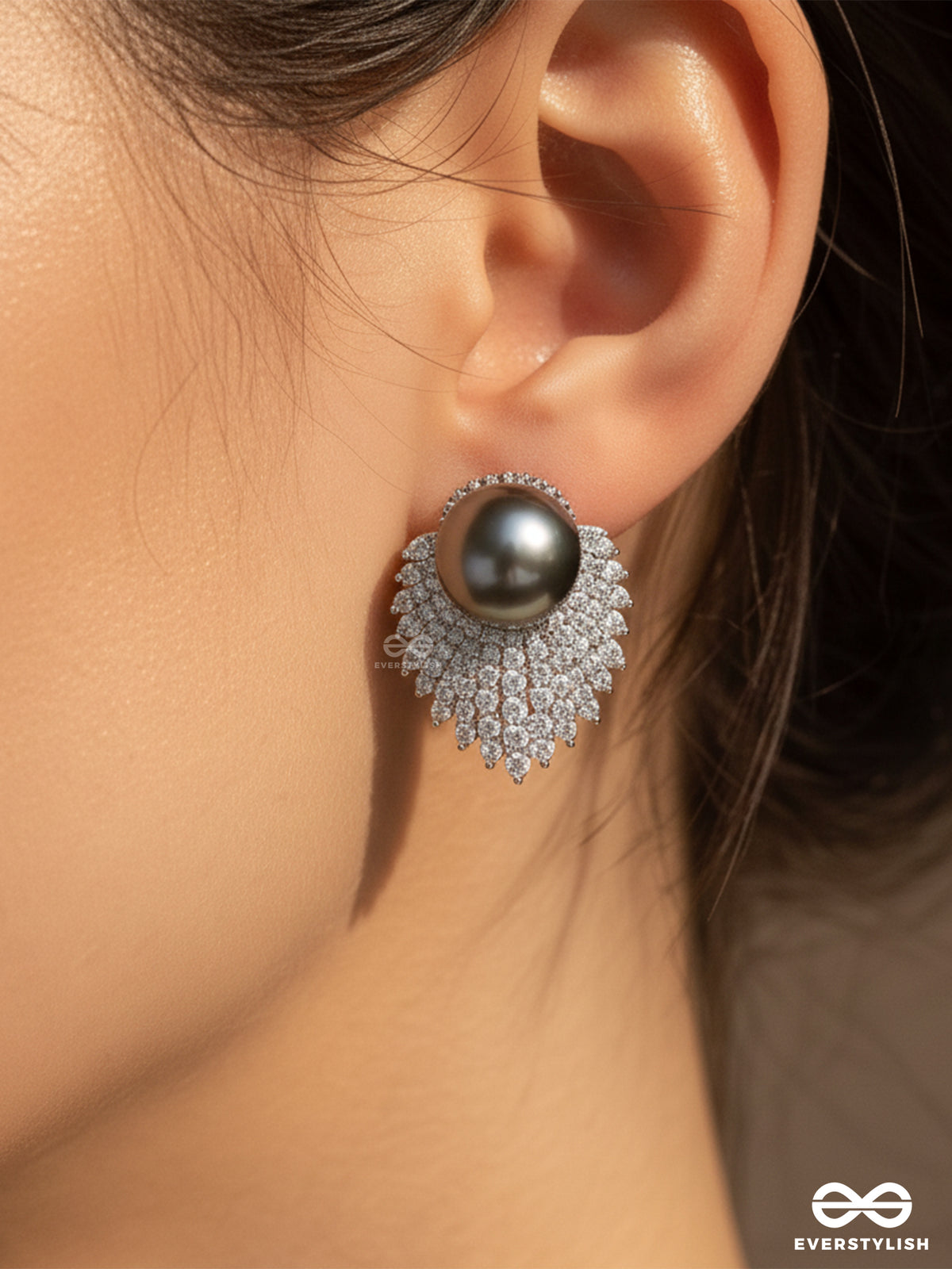 Serene Leaf - Classic Pearl Tops With Silver Leaf Motif