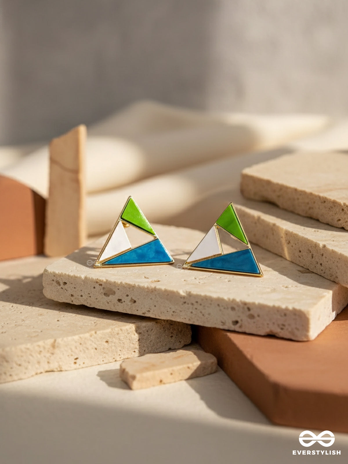 Pixel Triad - Multi-Color Triangle Stud Earrings