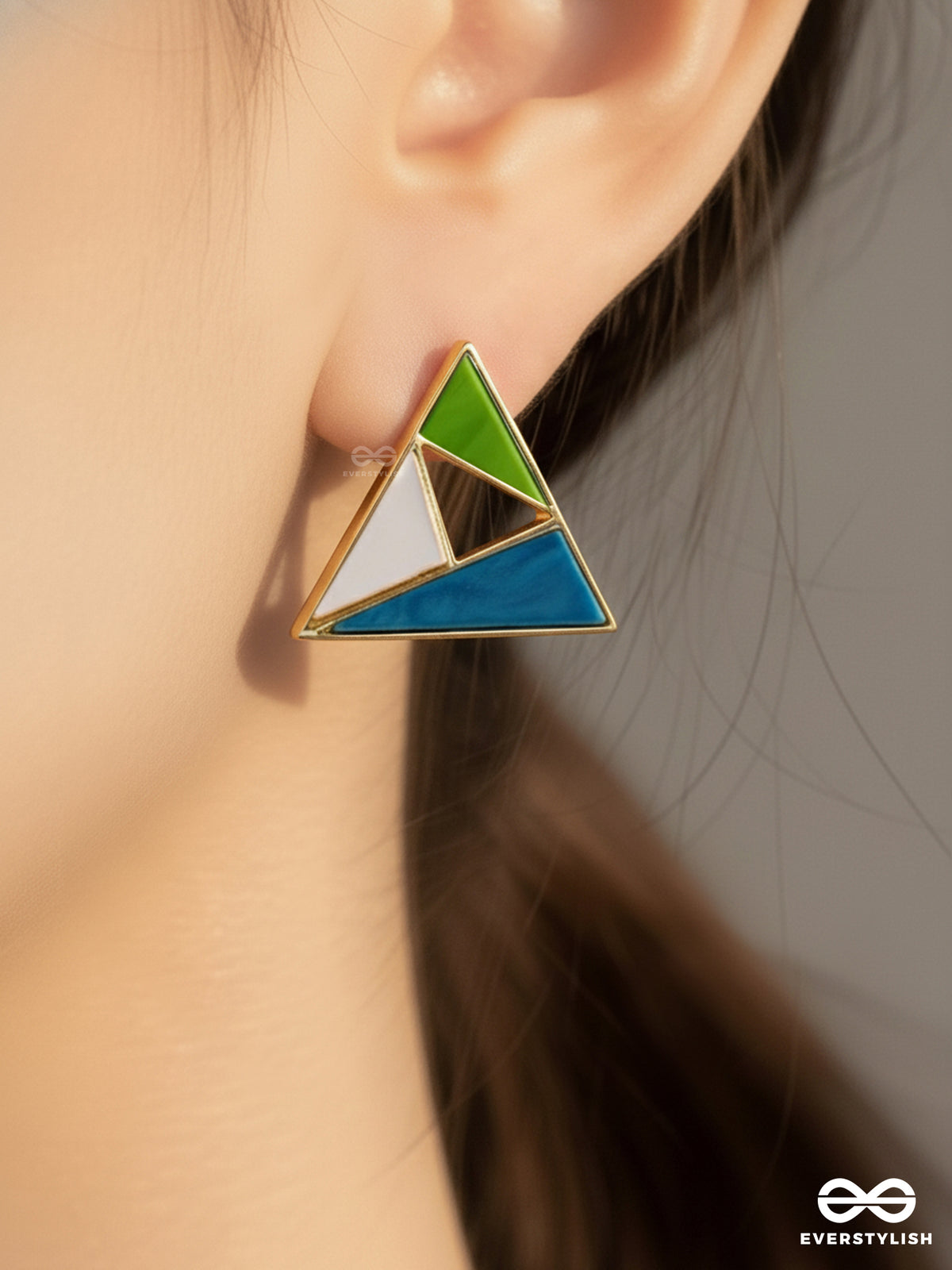 Pixel Triad - Multi-Color Triangle Stud Earrings