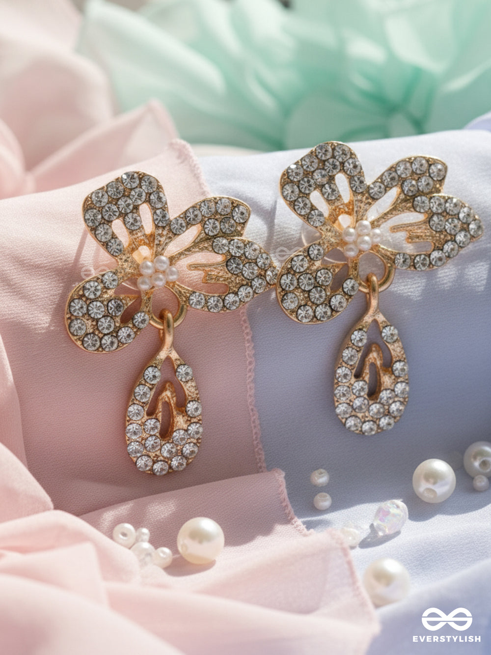 Shine Bloomlet - Sparkly Petal Drop Earrings