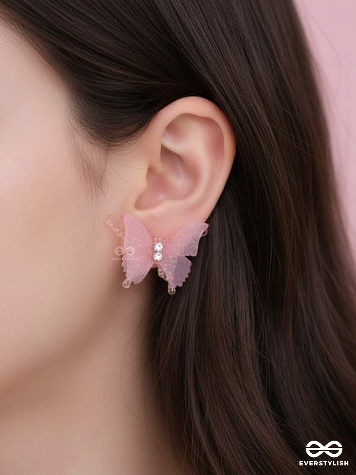 Softwing Bloom - Transparent Pink Butterfly Studs