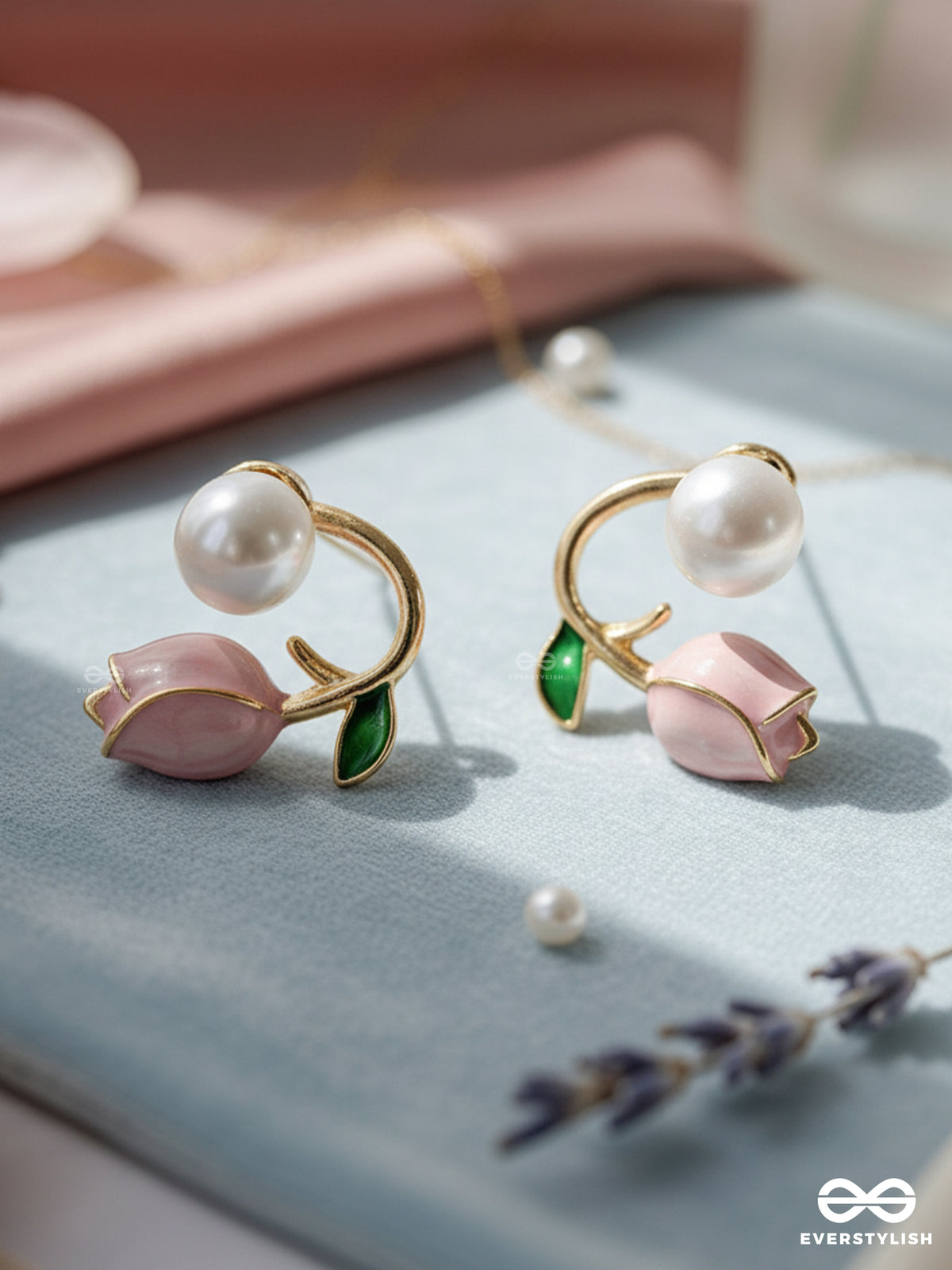 Pink Budlet - Soft Floral Pearl Studs