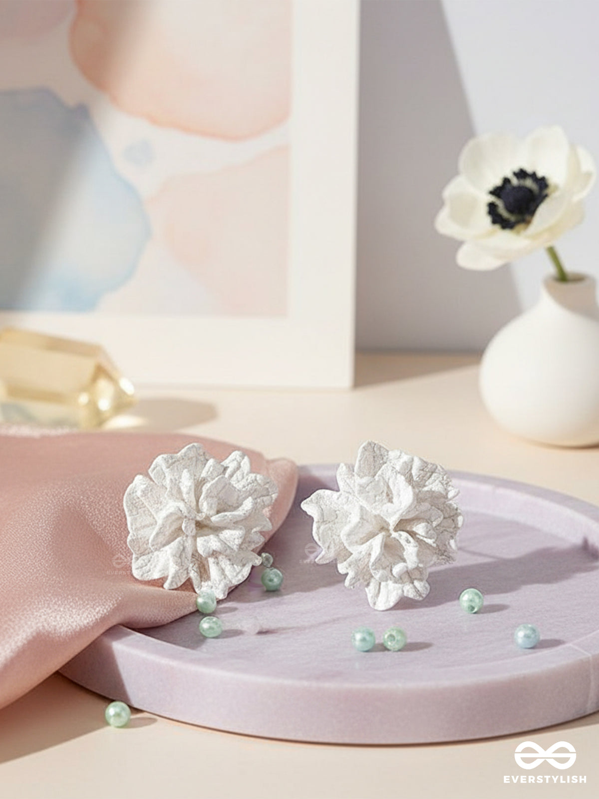 The Petal Cloud - Carved Floral Stud Earrings