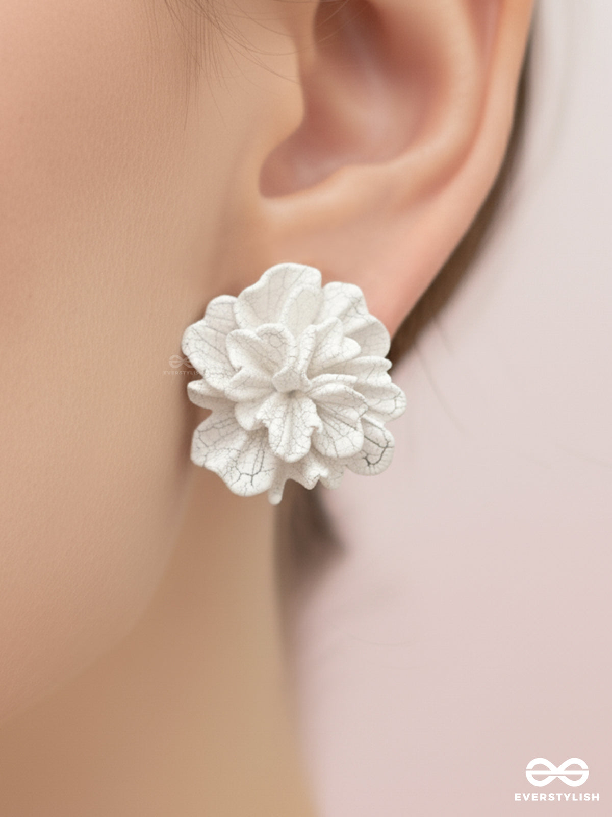 The Petal Cloud - Carved Floral Stud Earrings