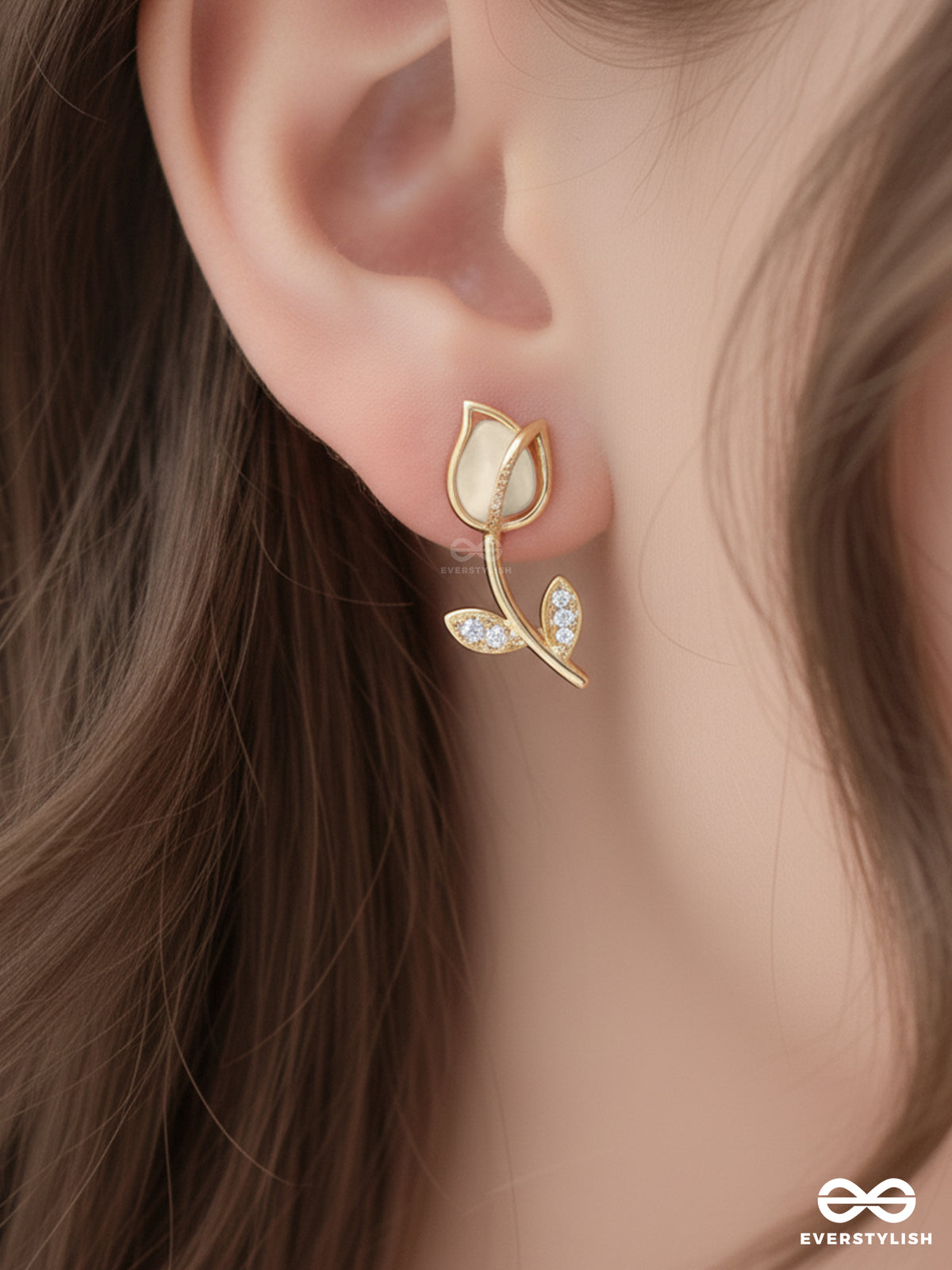 Rose Twig - Minimal Gold Rose Stem Design