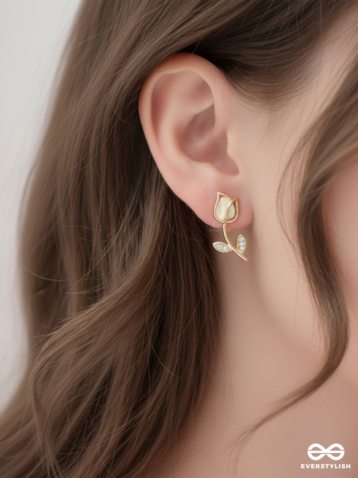 Rose Twig - Minimal Gold Rose Stem Design