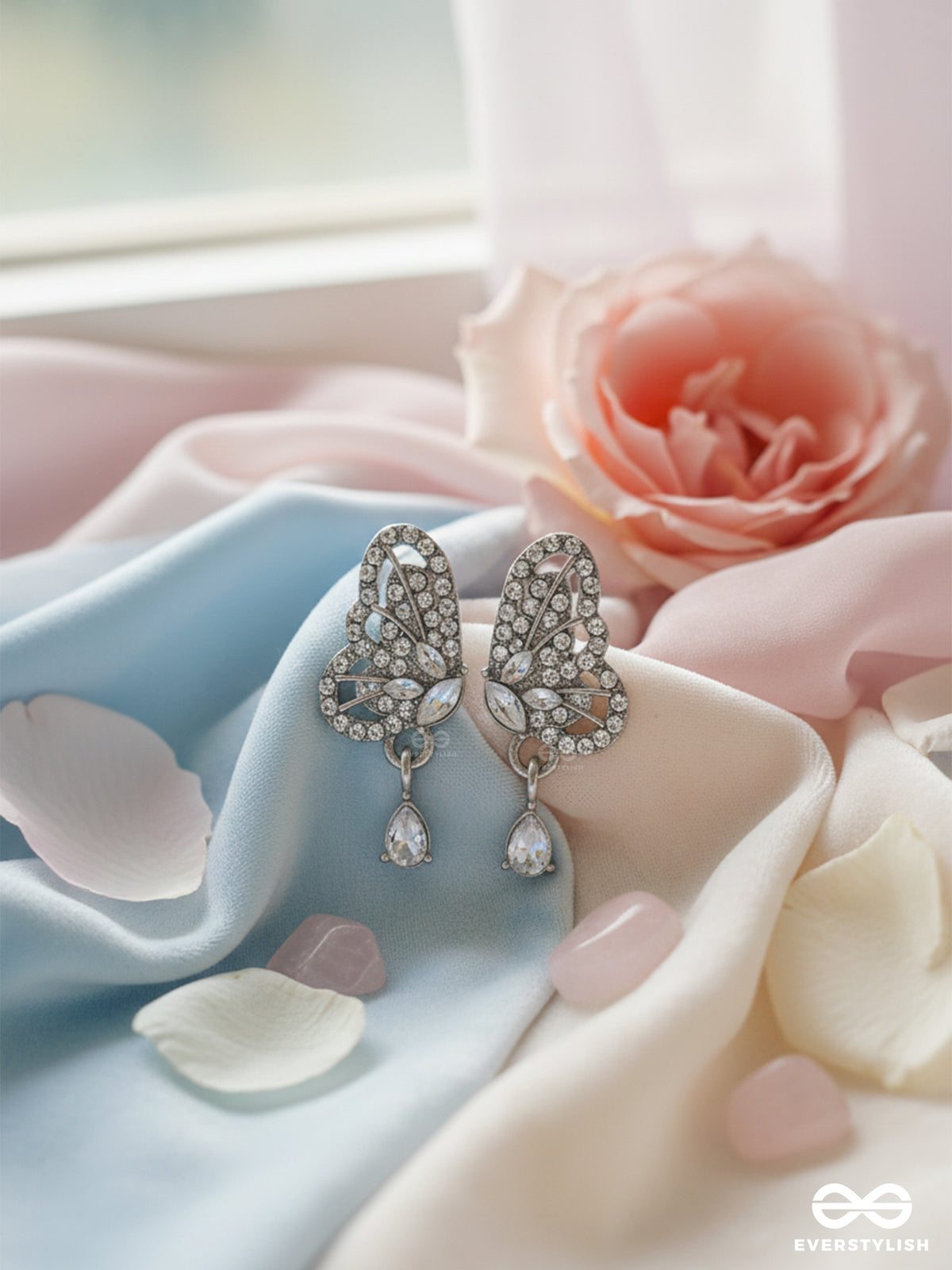 Silver Veil - Delicate Mesh Loop Drop Earrings
