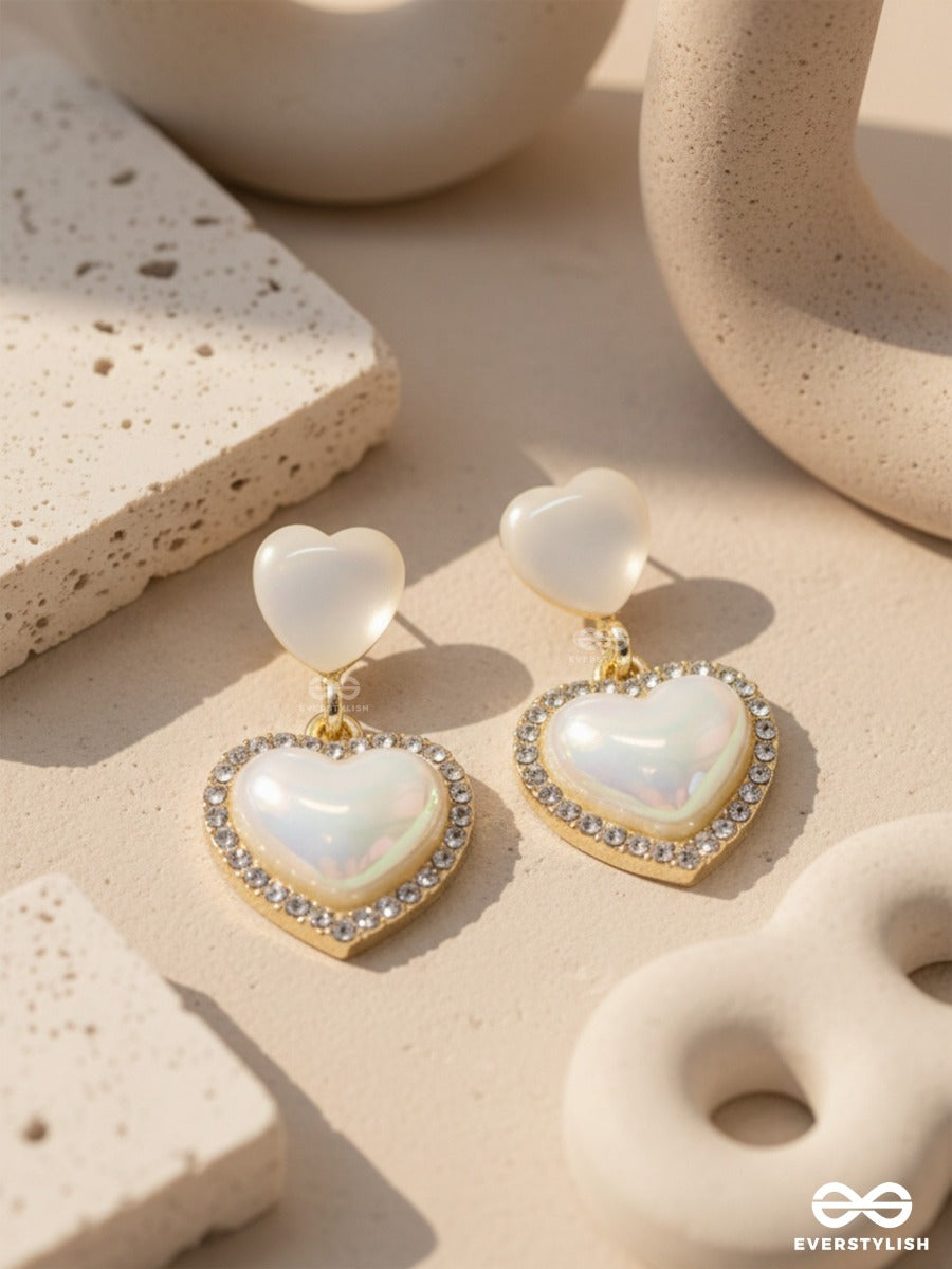 Lumi Heart Charm - Soft Top Heart With Sparkle Drop Earrings