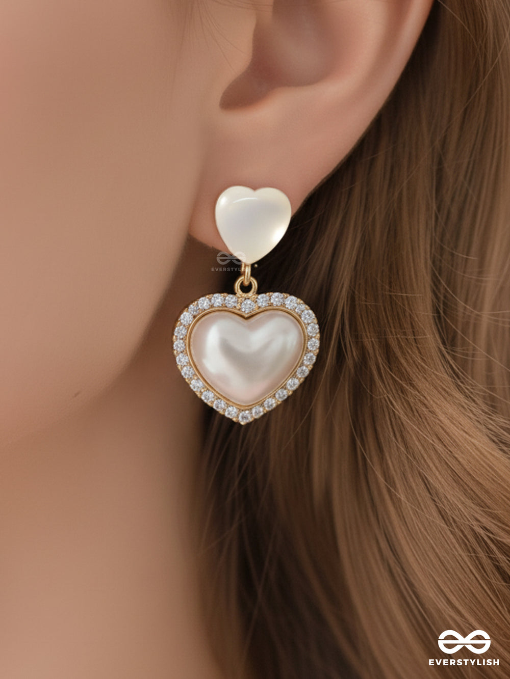 Lumi Heart Charm - Soft Top Heart With Sparkle Drop Earrings