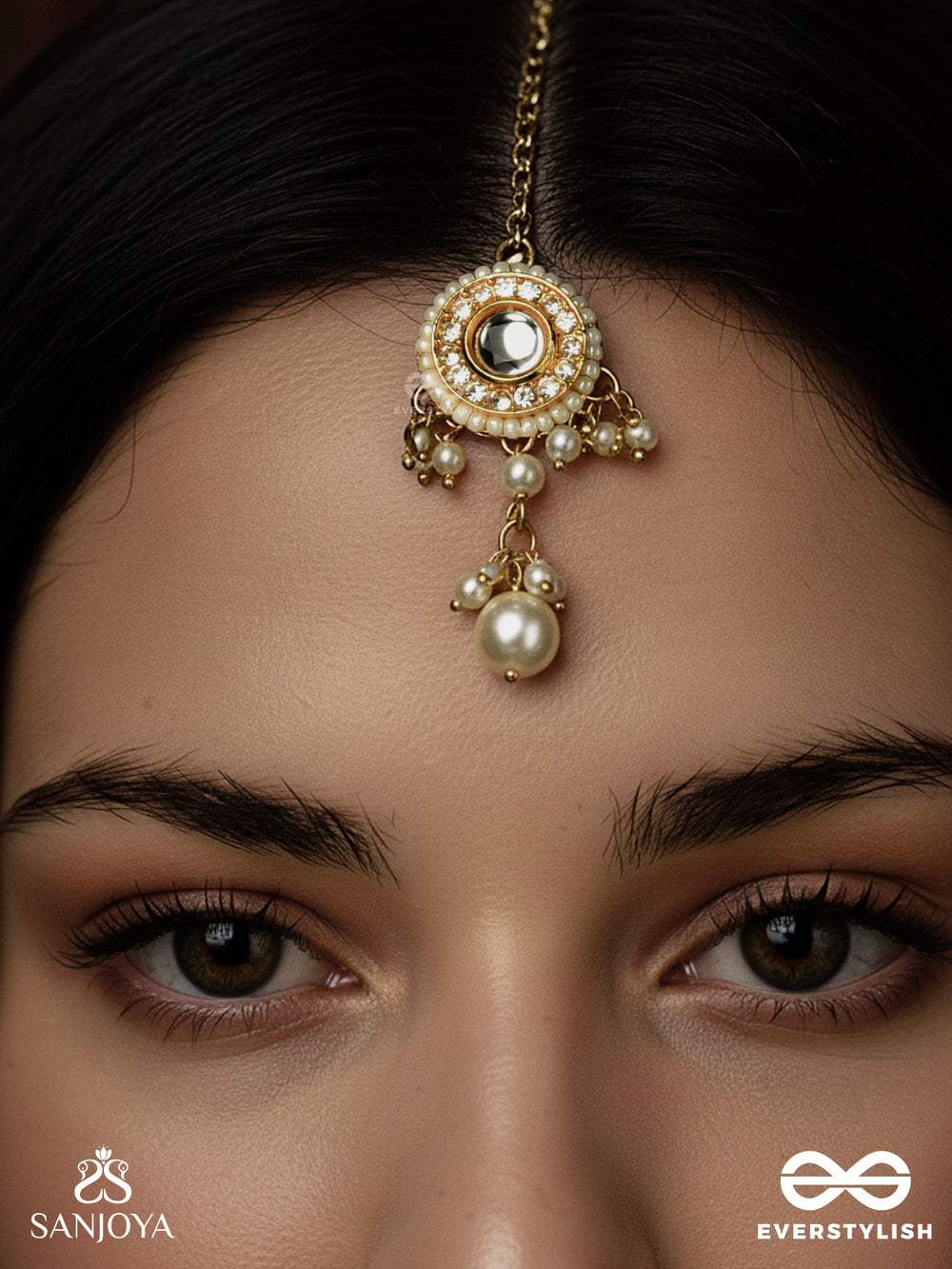Sumukhika - Sweet Expression - Gold Drop Maangtika With Pearl Ends