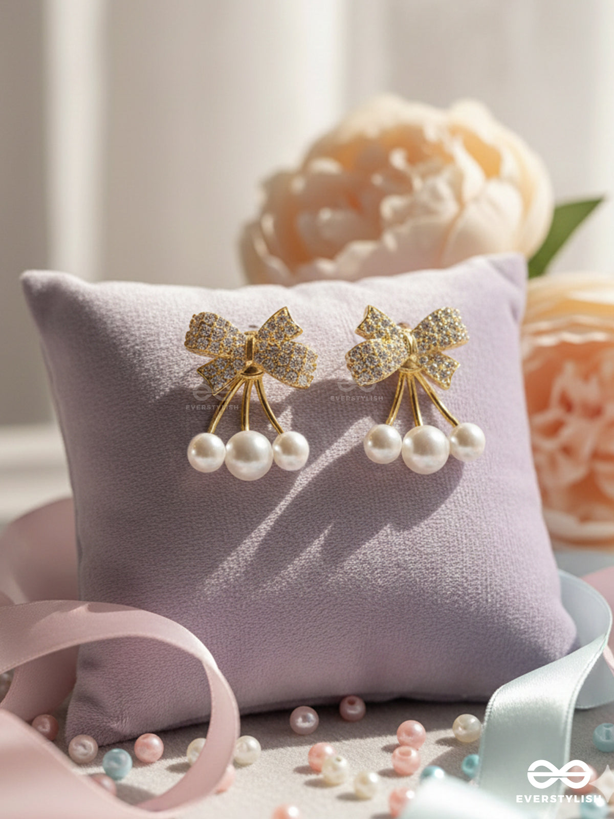 Bubble Bow - Cute Pearl Drop Ear Jackets
