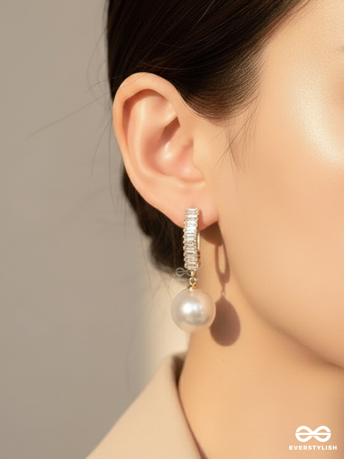 Crystal Drip - Baguette Pearl Drop Earrings