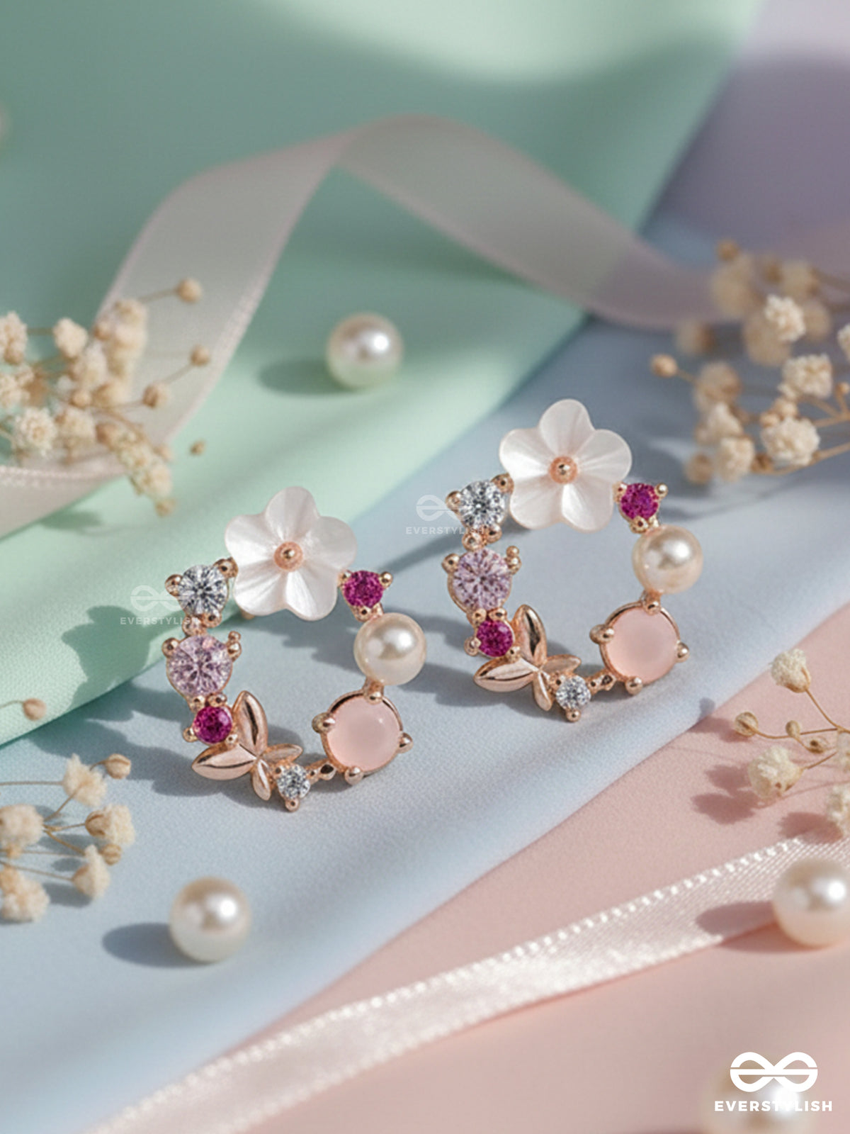 Bubble Bloom - Cute Pink Charm Earrings