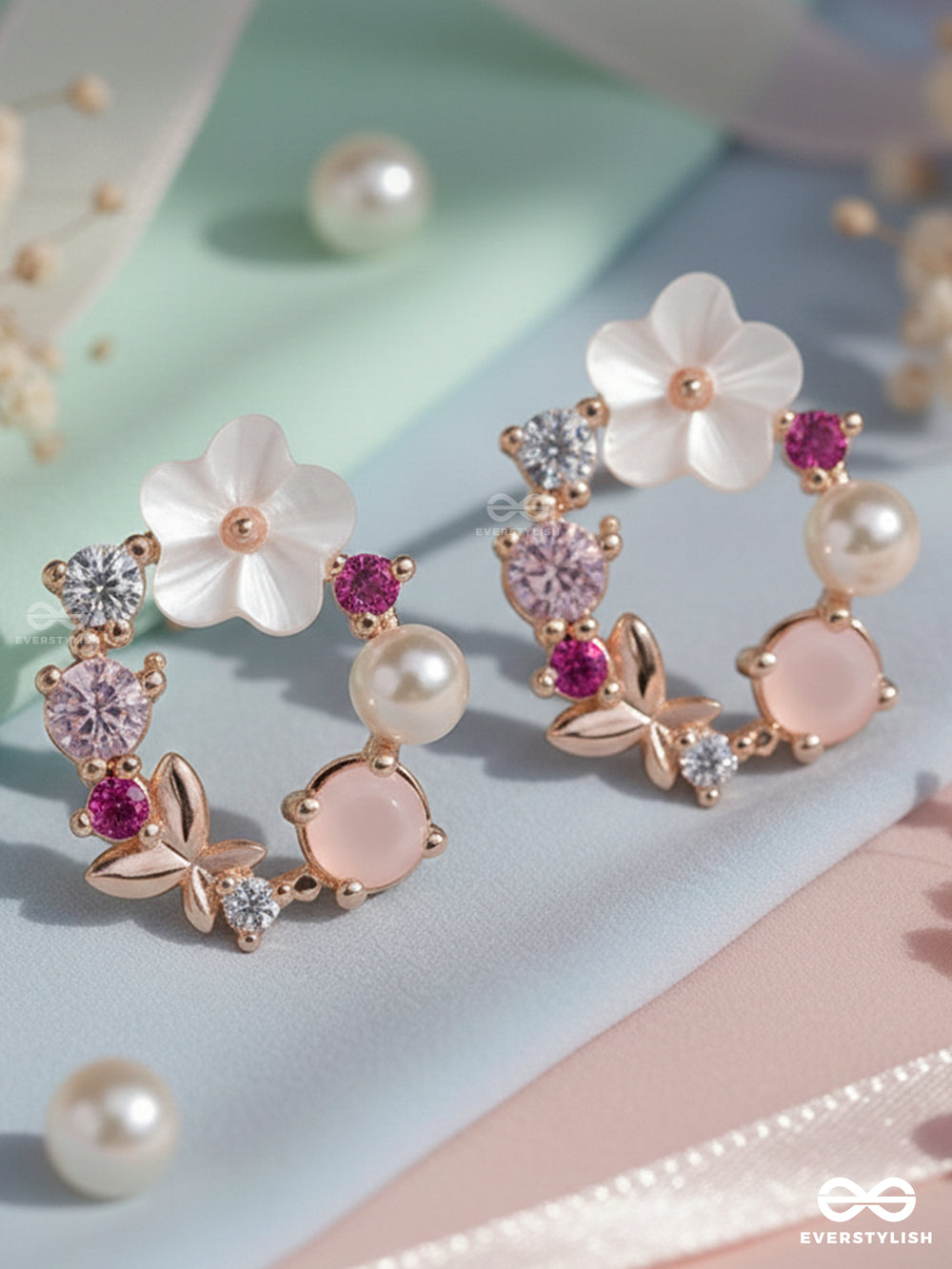 Bubble Bloom - Cute Pink Charm Earrings
