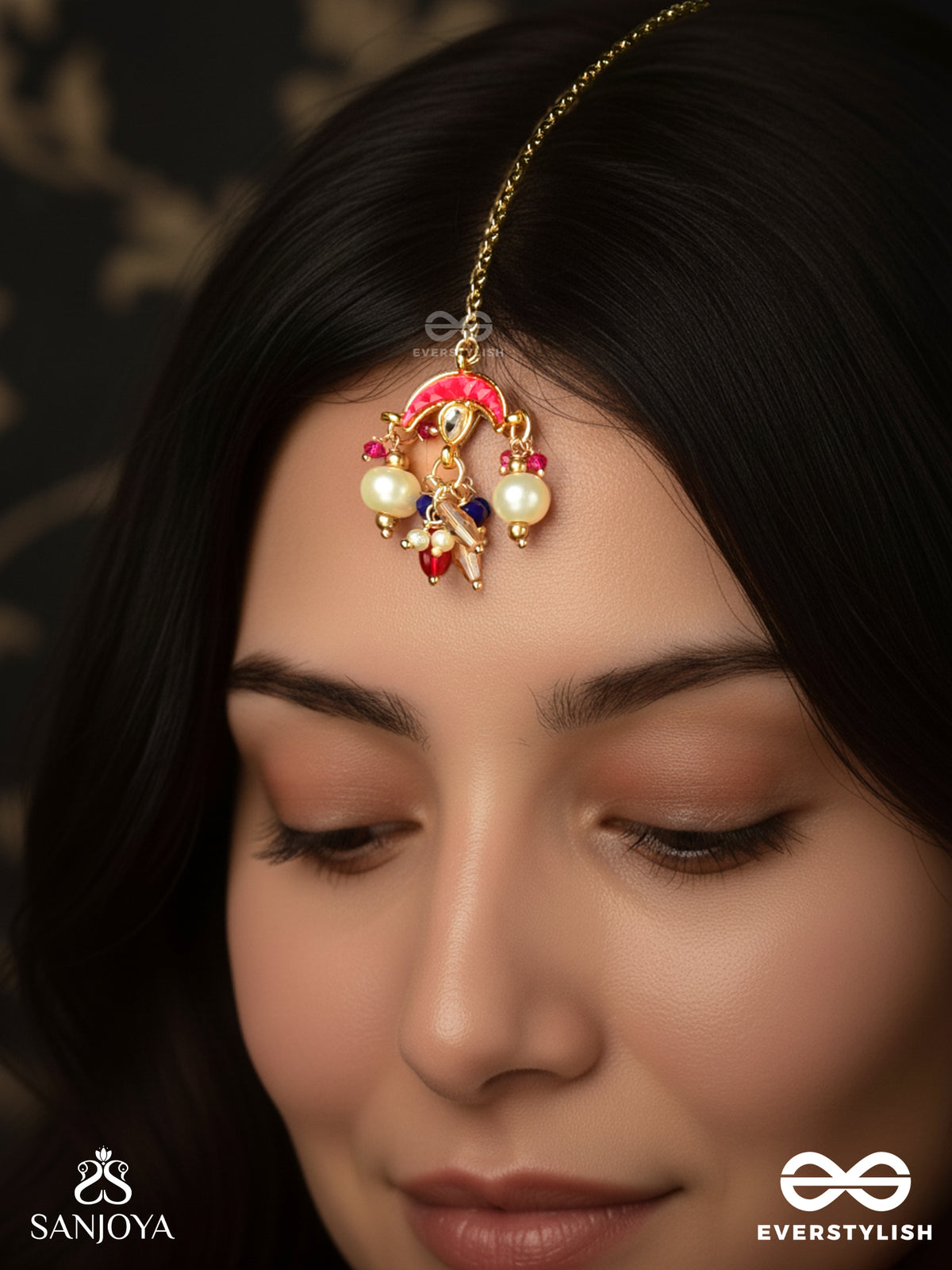 Manirajani - Queen Of Gems - Statement Kundan Maangtika With Pearl Drops