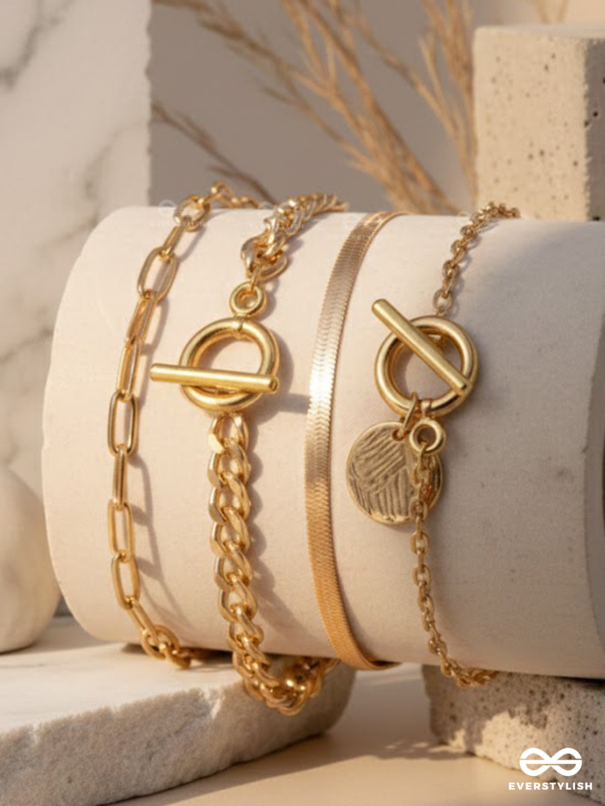 The Stack Story - Everyday Wear Stackable Golden Bracelets