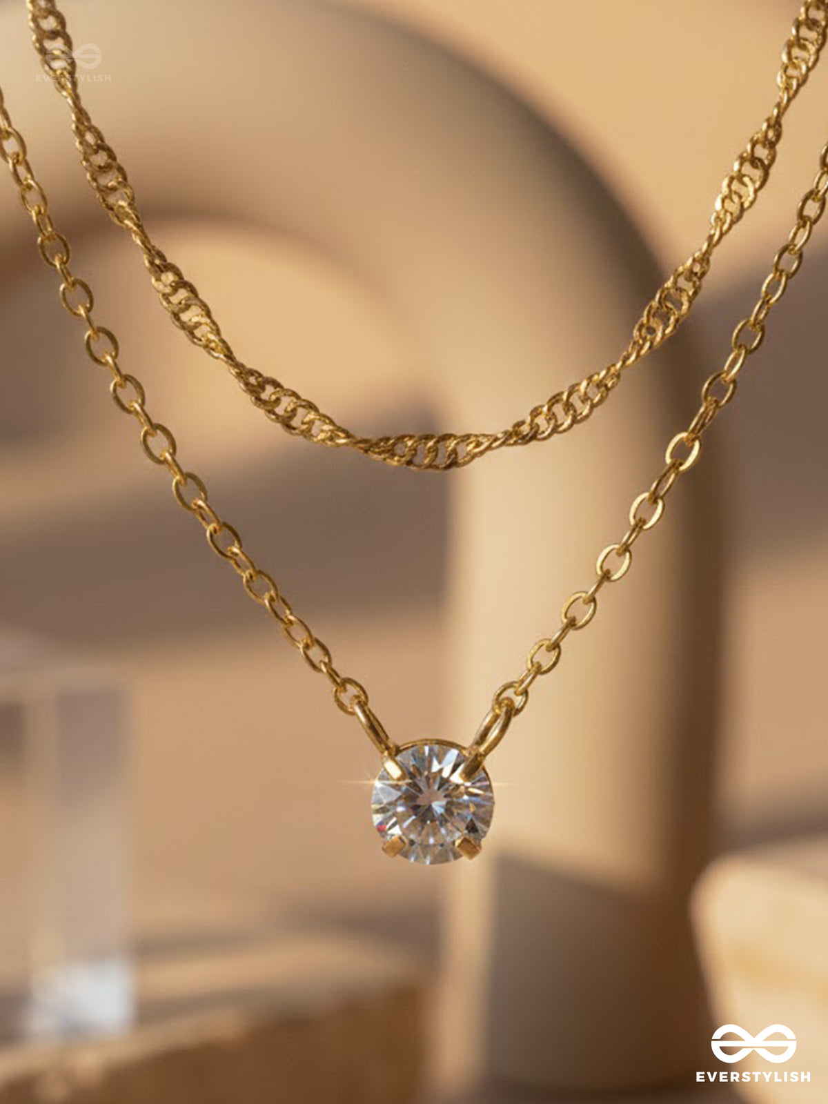 Lumi Layers - Subtle Everyday Layered Necklace With Single Stone
