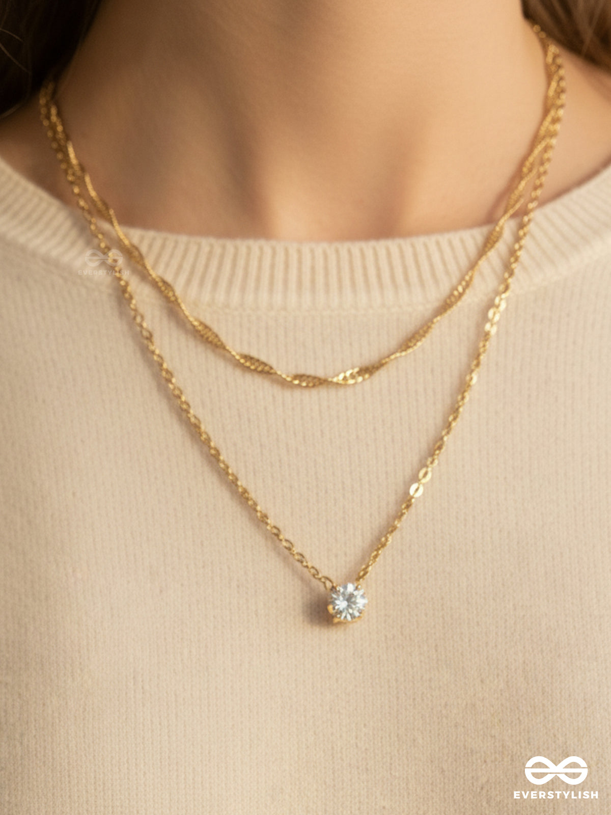 Lumi Layers - Subtle Everyday Layered Necklace With Single Stone