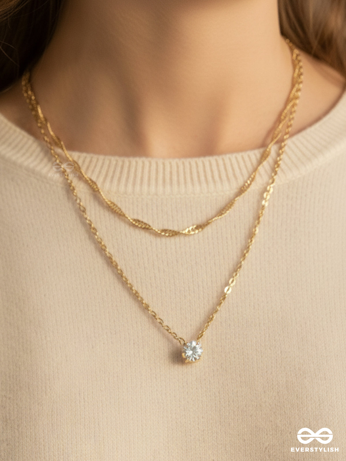 Lumi Layers - Subtle Everyday Layered Necklace With Single Stone