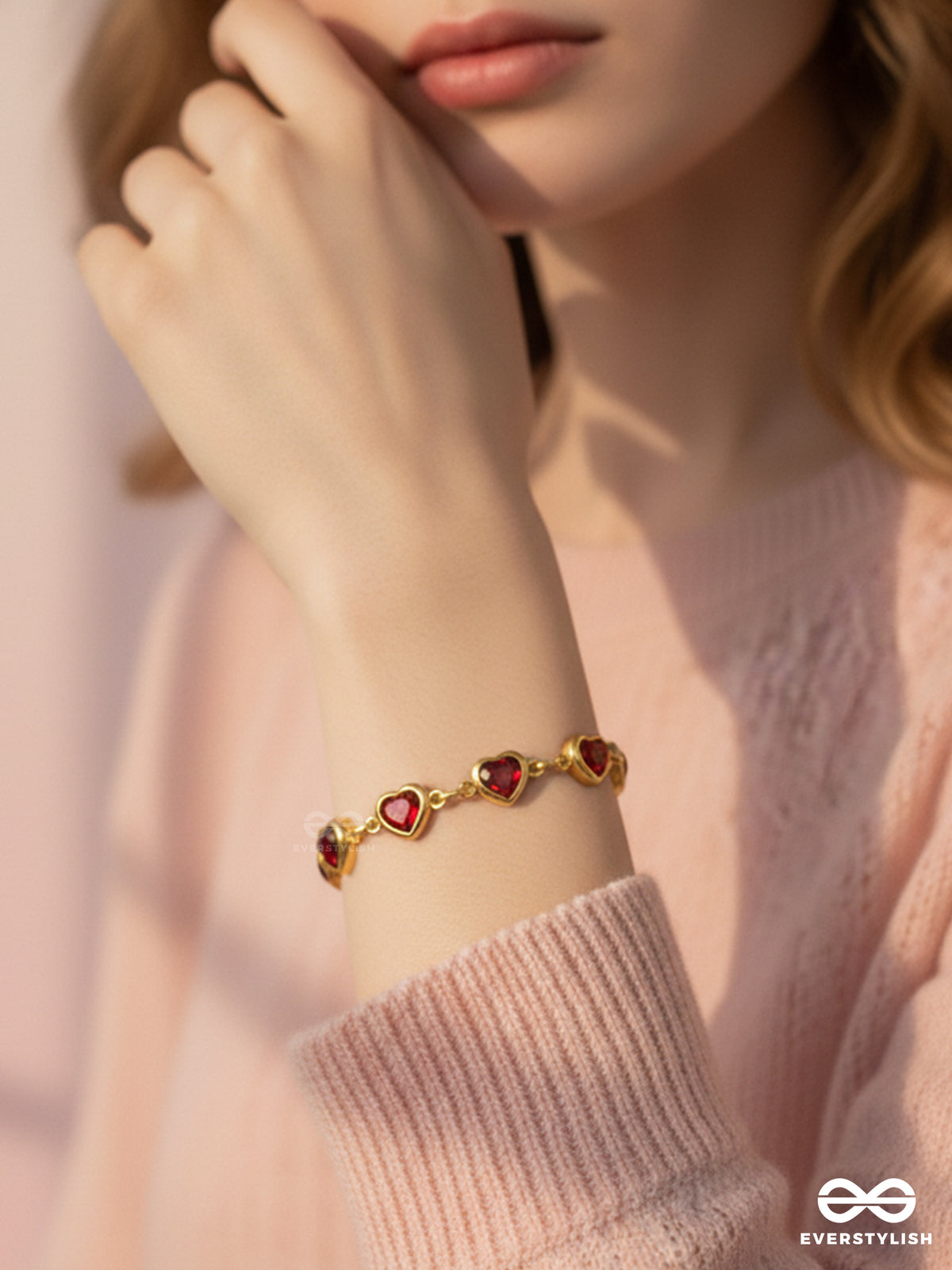 The Heart Pop - Chic Red Heart Stone Everday Wear Bracelet