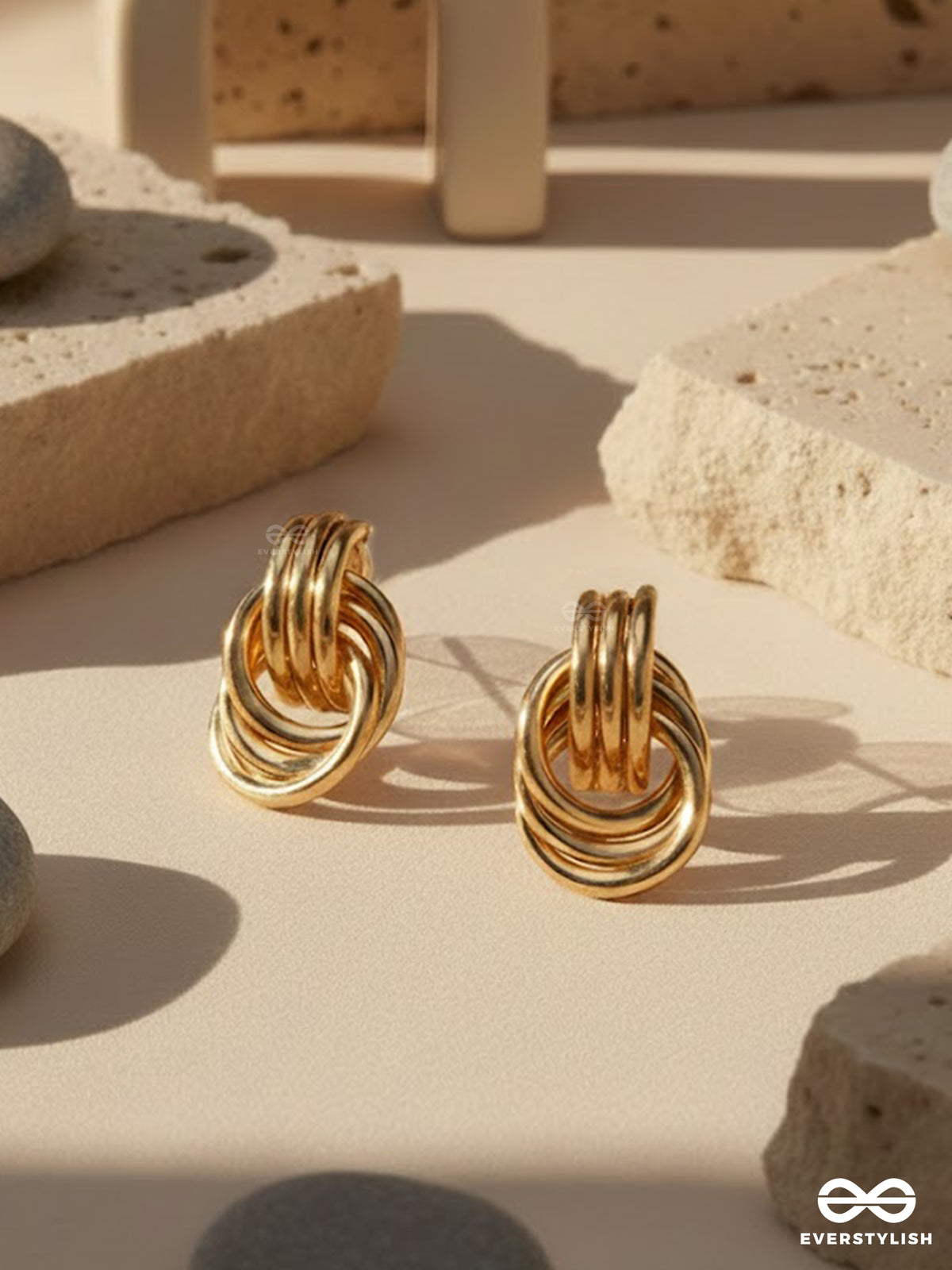 The Triple Loop - Layered Knot Stud Earrings
