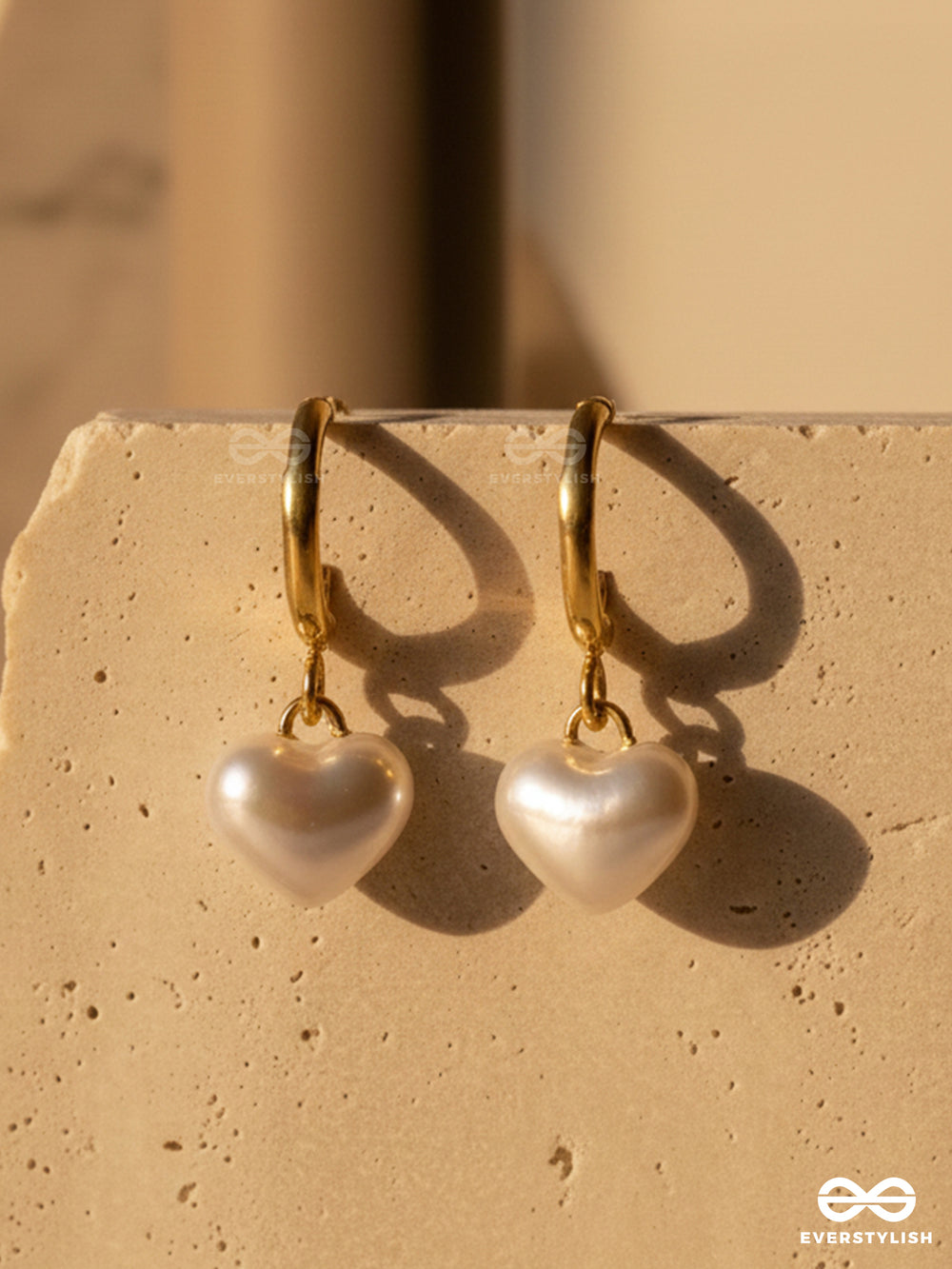 Rosella Pearl - Pearl Heart Hoop Earrings