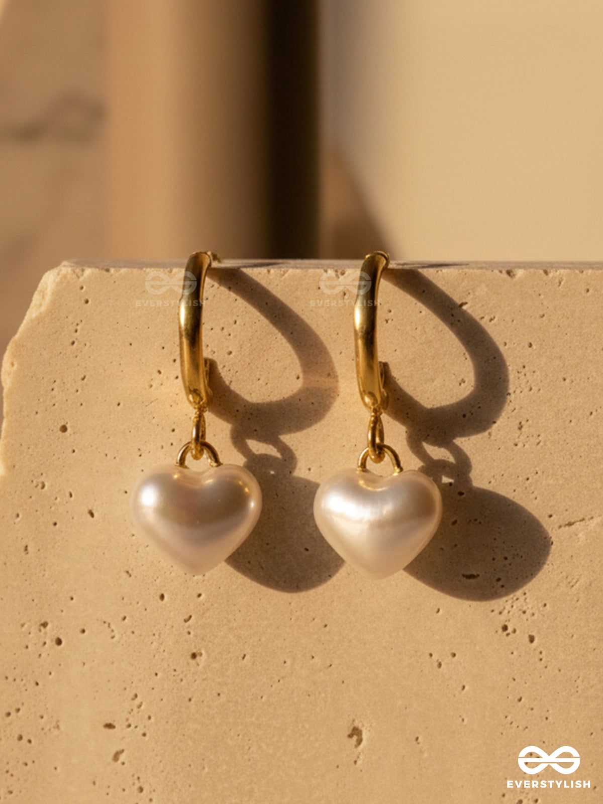 Rosella Pearl - Pearl Heart Hoop Earrings