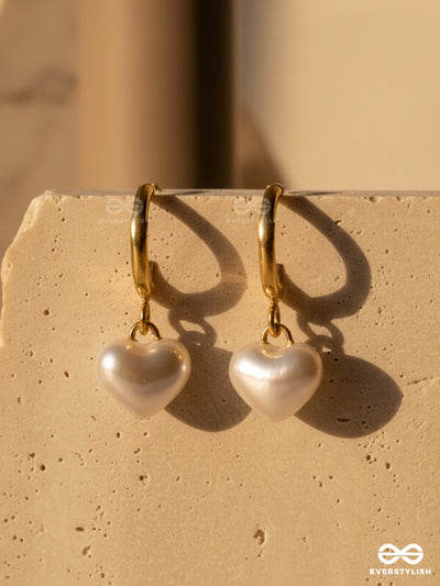 Rosella Pearl - Pearl Heart Hoop Earrings
