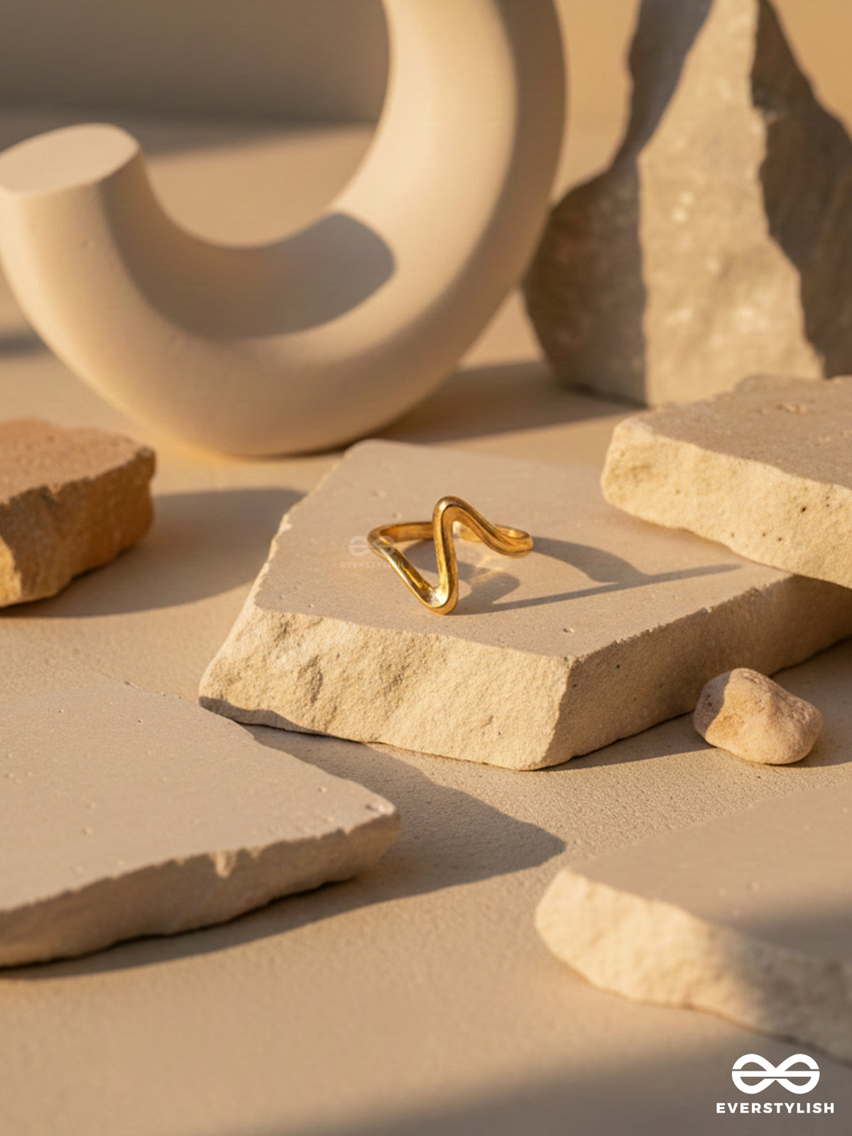 The Meltwave - Sculpted Open Golden Ring