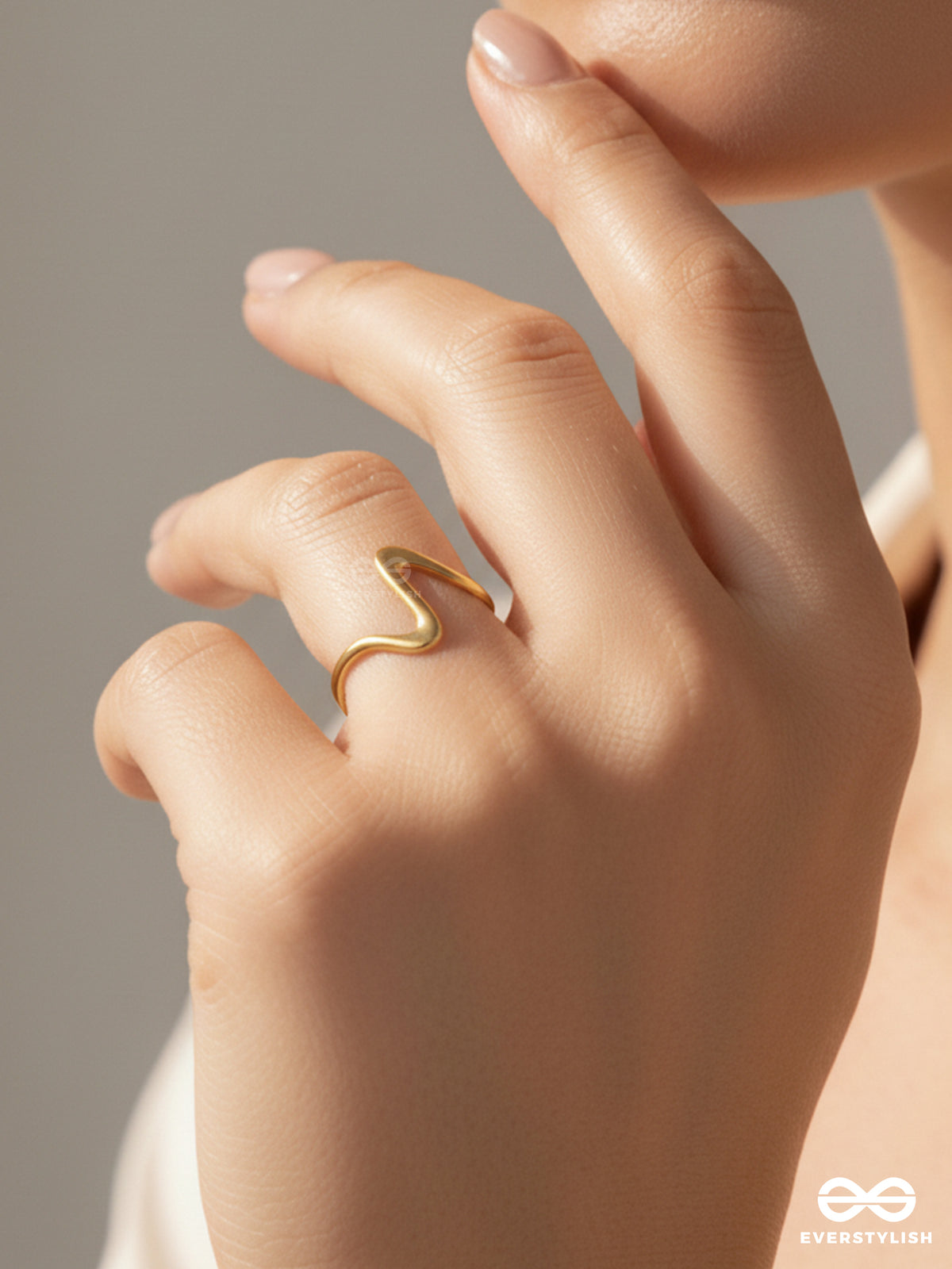The Meltwave - Sculpted Open Golden Ring