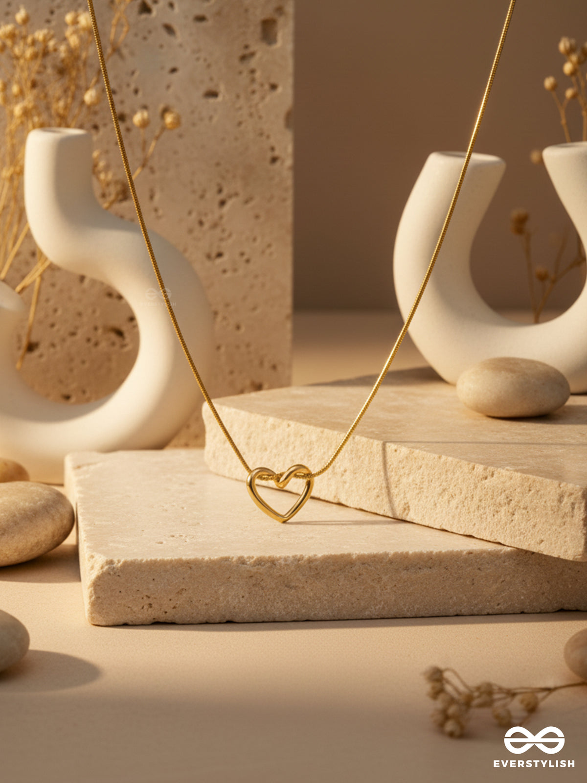 Open Promise - Modern Heart Pendant Necklace