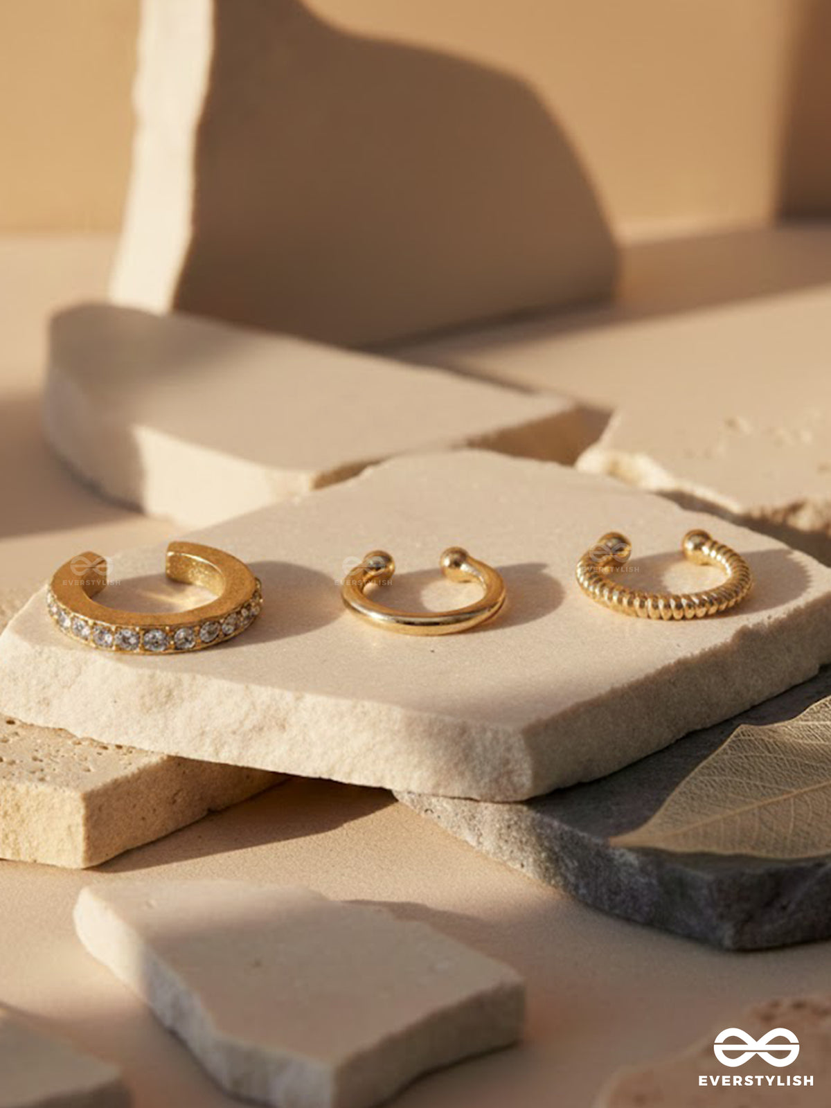 Curb Stack - Textured Golden Ear Cuff Set