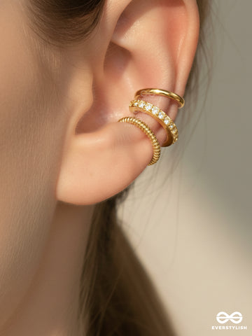 Curb Stack - Textured Golden Ear Cuff Set