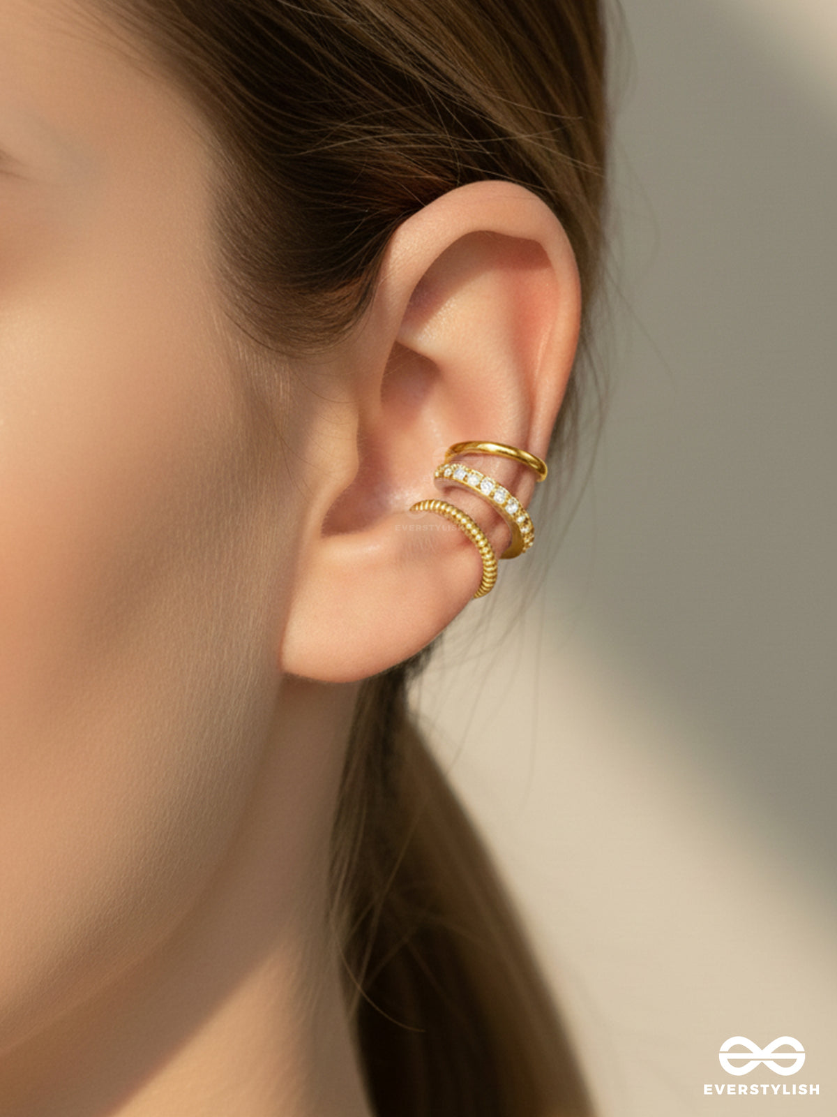 Curb Stack - Textured Golden Ear Cuff Set