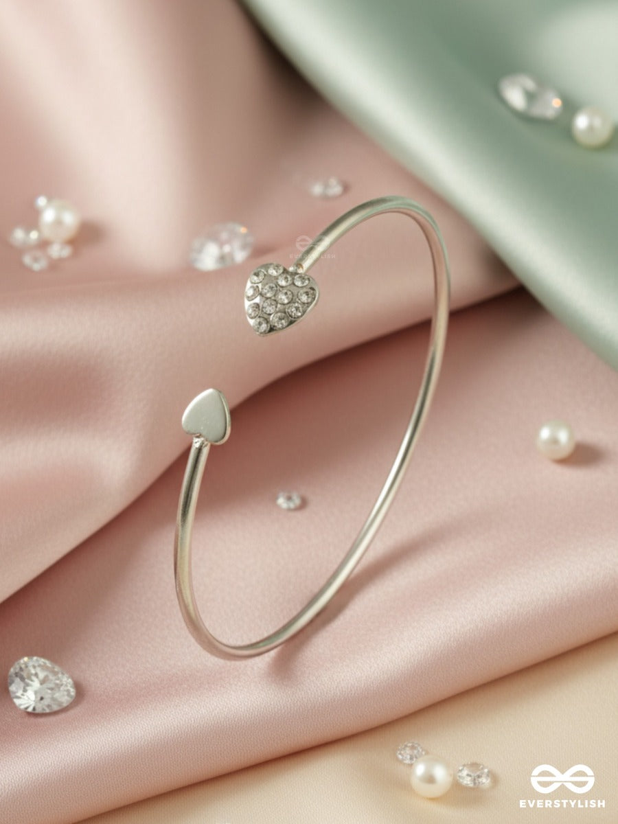 Heartline - Silver Heart Rhinestone Bracelet