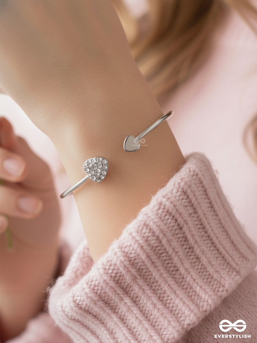 Heartline - Silver Heart Rhinestone Bracelet
