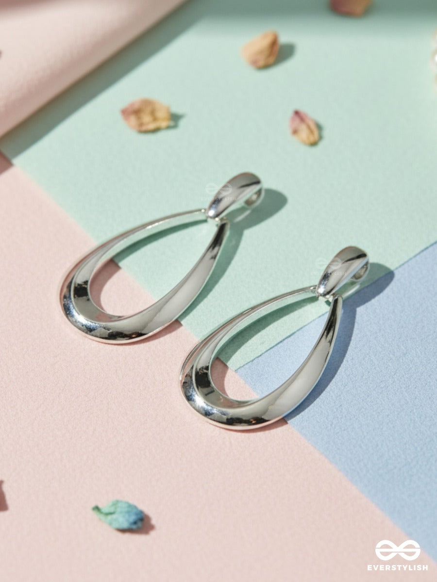Silver Arc - Modern Hollow Drop Earrings