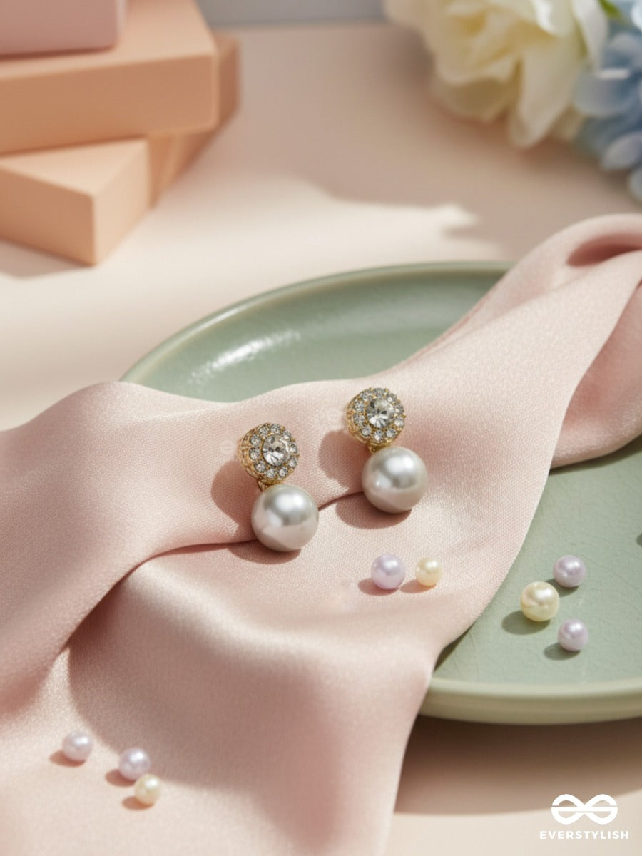 Pearl Hush - Crystal & Pearl Stud Earrings