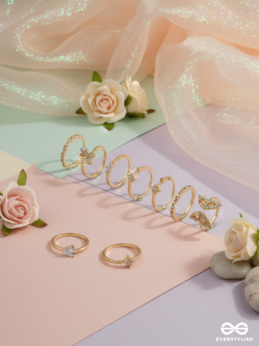 Lunar Flutter - Delicate Golden Ring Set