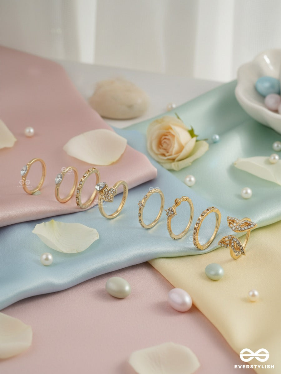 Lunar Flutter - Delicate Golden Ring Set