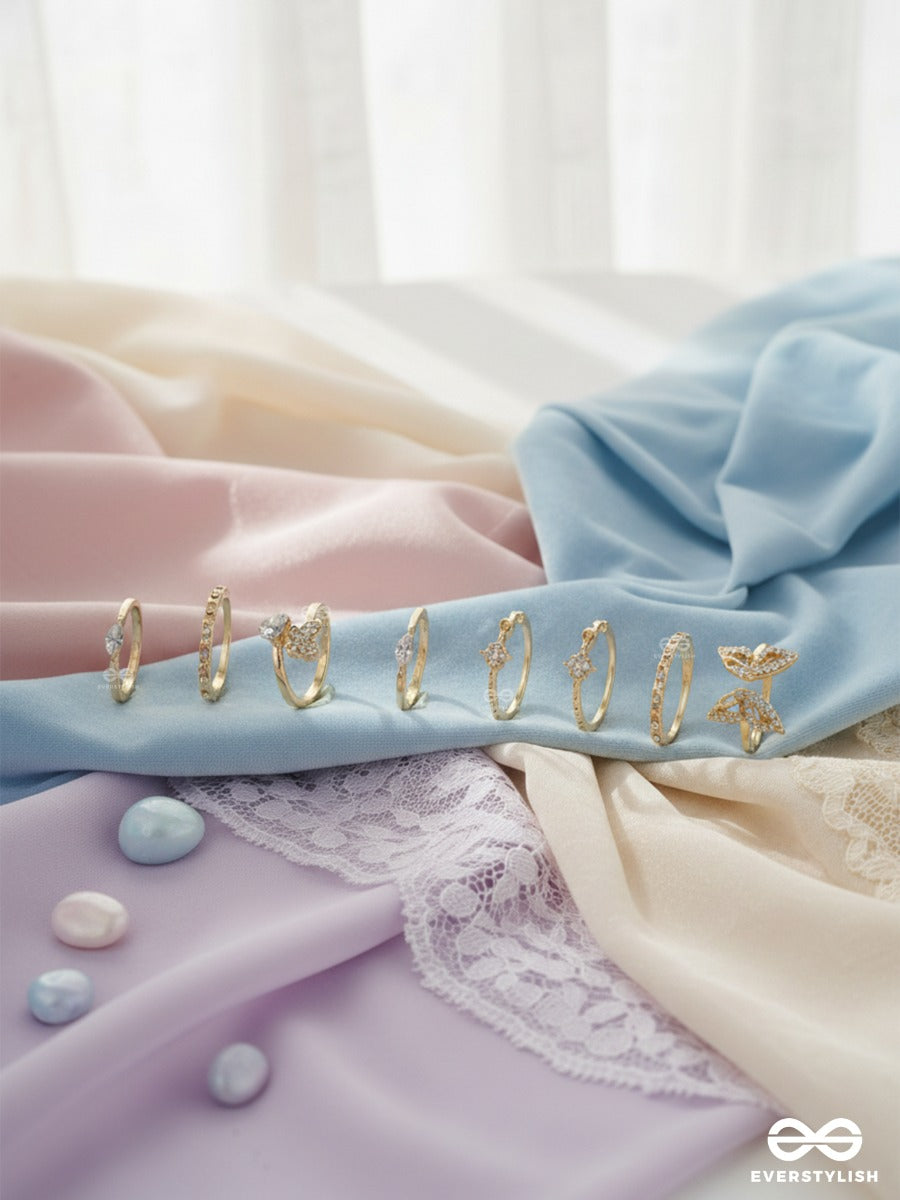 Lunar Flutter - Delicate Golden Ring Set