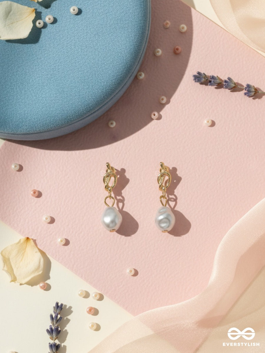 Linked Pearl - Gold & Pearl Drop Earrings