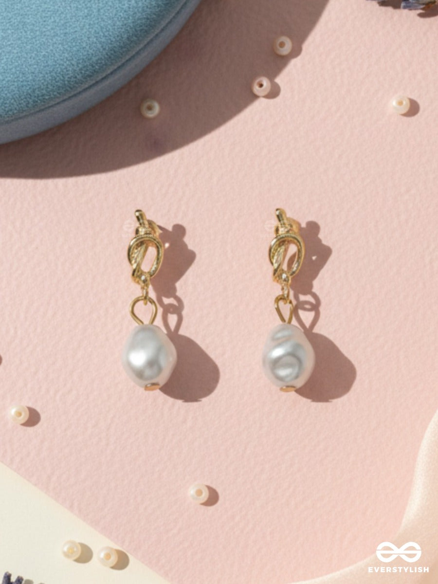 Linked Pearl - Gold & Pearl Drop Earrings
