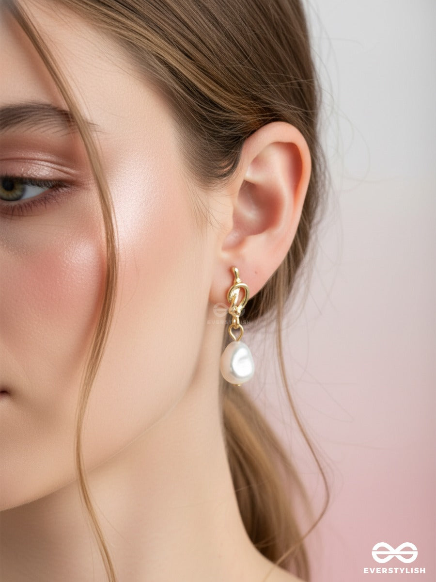 Linked Pearl - Gold & Pearl Drop Earrings