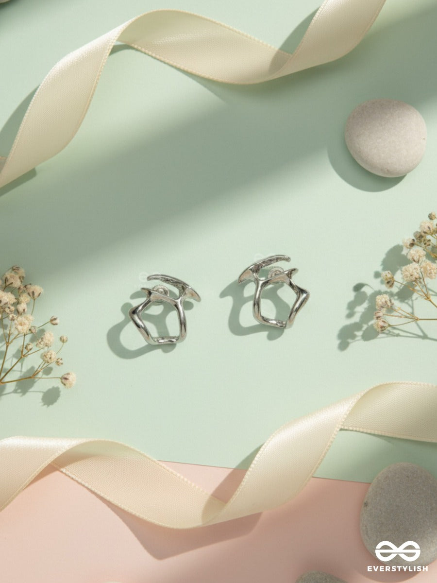Soft Angles - Modern Silver Stud Earrings