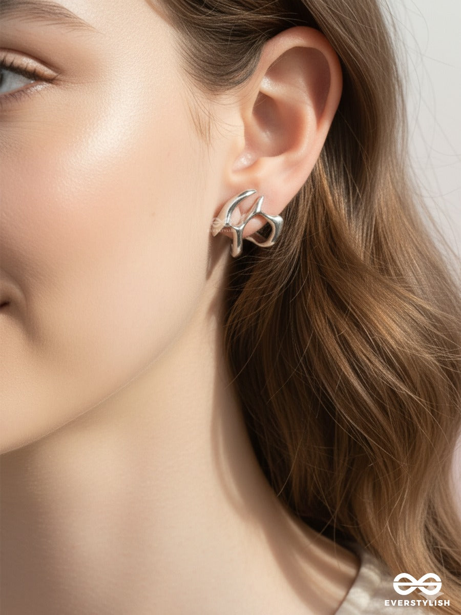 Soft Angles - Modern Silver Stud Earrings