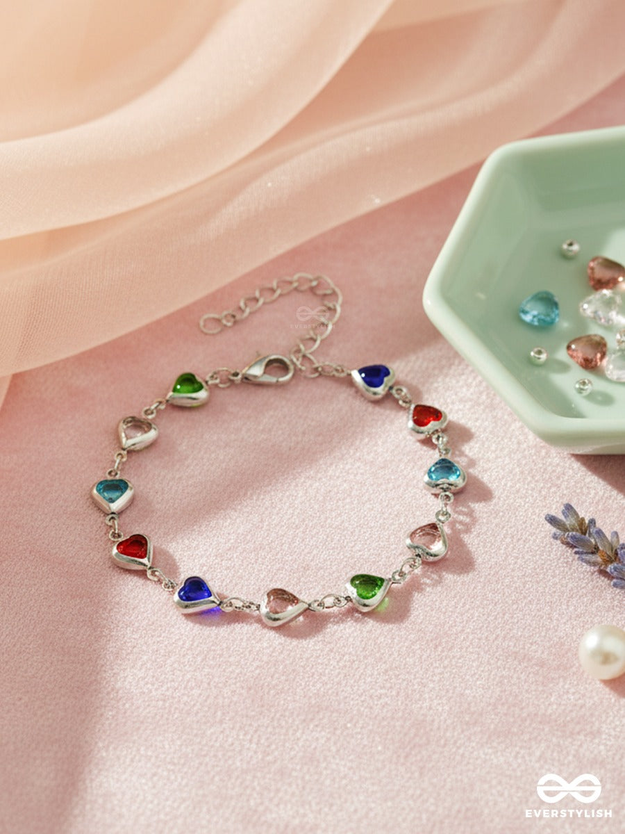 Happy Hearts - Multicolour Silver Bracelet