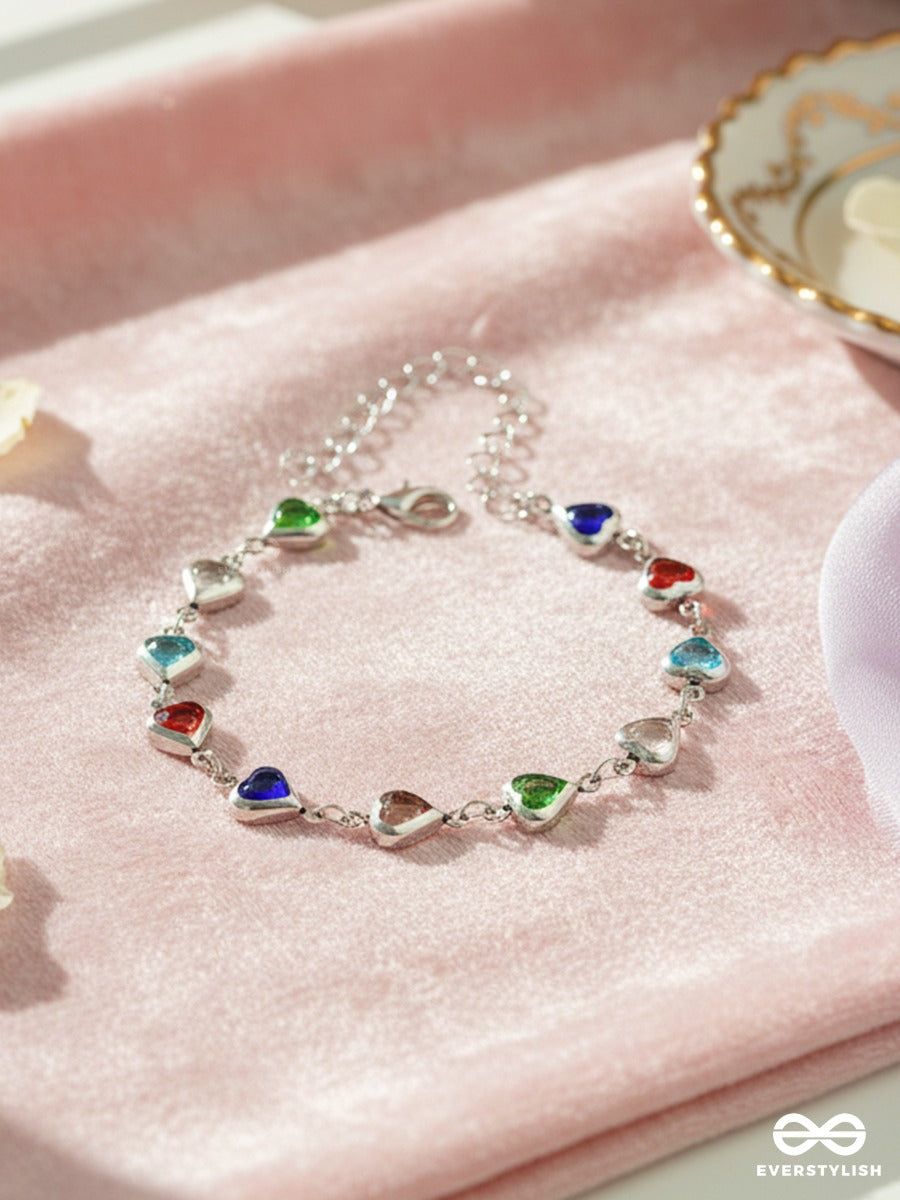 Happy Hearts - Multicolour Silver Bracelet