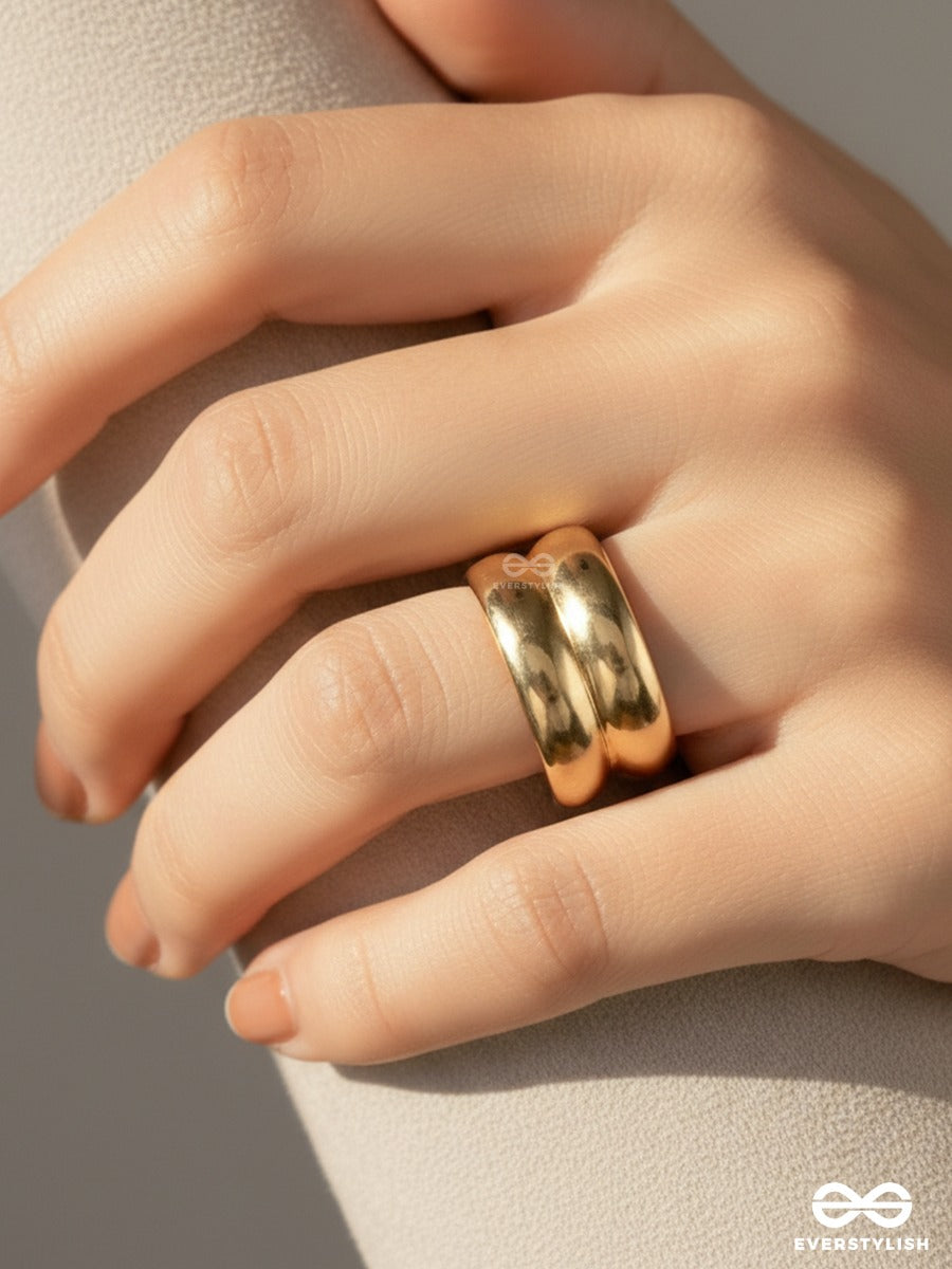 Pure Dome - Double Loop Gold Ring