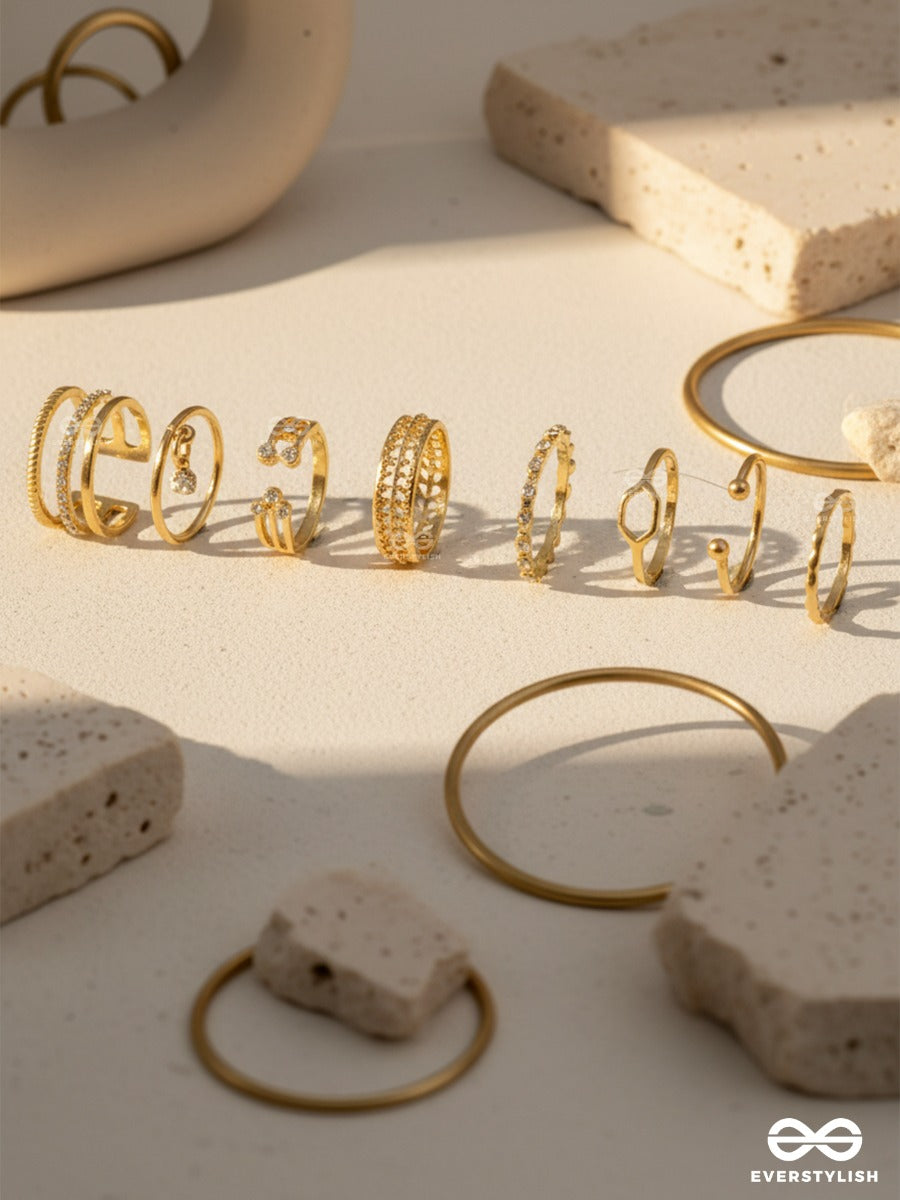 Curve & Shine - Modern Gold Ring Set